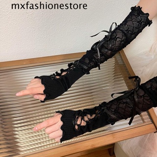 Mxfashione ถุงมือลูกไม้ คอสเพลย์โกธิค Jk y2k แต่งระบาย กันแดด สําหรับขับรถ บัลเล่ต์คอร์ ปาร์ตี้ งานแต่งงาน