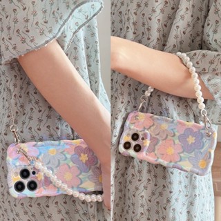 เคสโทรศัพท์มือถือ แบบนิ่ม ประดับไข่มุก พร้อมสายโซ่คล้องไหล่ แบบพกพา สําหรับ Apple 14promax 12 11 13