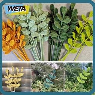 Yveta ช่อดอกไม้ประดิษฐ์ ผ้าฝ้าย สีเขียว สําหรับถักโครเชต์ 2 ชิ้น