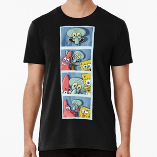 เสื้อยืดแขนสั้น พิมพ์ลายการ์ตูน SpongeBob SquarePants Pie Daxing Octopus Brother Crab Boss สําหรับผู้ใหญ่ ผู้ชาย และผู้หญิง ไซซ์ XS-3XL