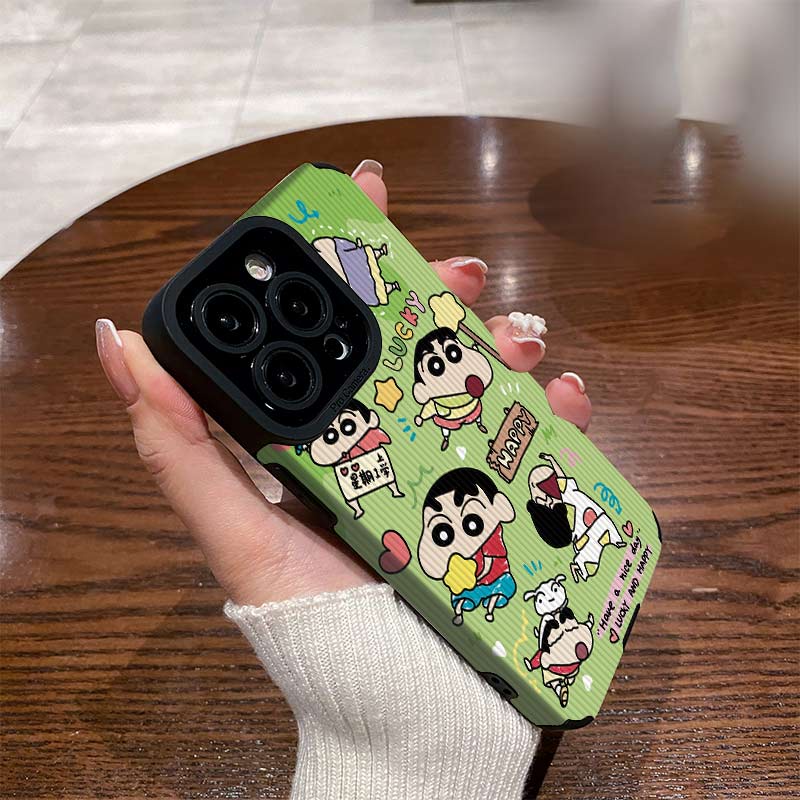 ปลอกหนังสําหรับiPhone 17 Air 16E 16 15 14 13 12 11 Pro XS Max XR X 8 7 6 6s Plus Crayon Shin-Chanซิลิโคนอ่อนนุ่มคลุมทั้งหมด | ไง B130