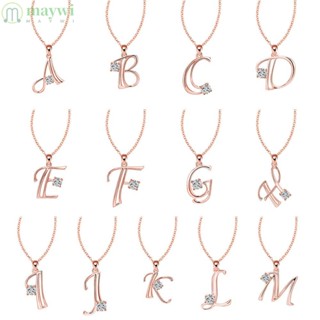 Maywi สร้อยคอโซ่ จี้ตัวอักษร สีโรสโกลด์ เครื่องประดับสําหรับผู้หญิง A-Z
