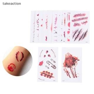 [takeaction] สติกเกอร์รอยสักชั่วคราว ลายเลือด แผลสยองขวัญ กันน้ํา สําหรับตกแต่งปาร์ตี้ฮาโลวีน [พร้อมส่ง]