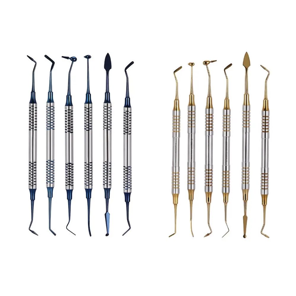6pcs Dental Resin Spatulas Composite Filling Titanium Plated Head Resin Filler Set Dental Accessorie