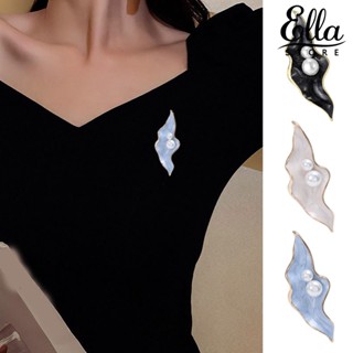 Ellastore123 เข็มกลัด รูปใบไม้ ประดับไข่มุกเทียม หรูหรา อุปกรณ์เสริม สําหรับตกแต่งเสื้อกันหนาว คอปกเสื้อ