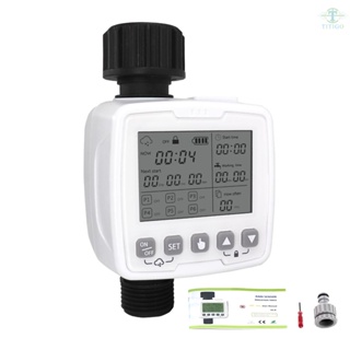 Intelligent Auto Irrigation Timer IPX5 Waterproof Intelligent Rain Sensing Large LCD Display 6 Groups Timing Programs Setting Outdoor Agricultural Irrigation Garden Watering Timing Valves