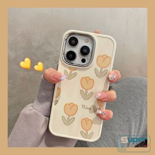 เคสโทรศัพท์มือถือแบบนิ่ม TPU กันกระแทก ลายดอกไม้ ดอกทิวลิป สําหรับ IPhone 11 14 12 13 15 Pro MAX XR 7plus 11 Pro MAX X 7 8 Plus XS MAX