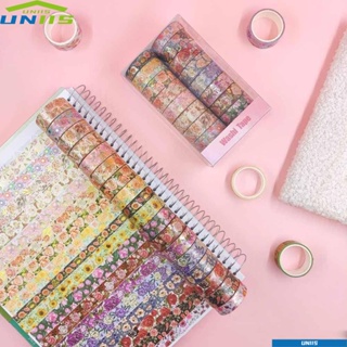 Uniis เทปวาชิ สีเขียว พืช โน๊ตบุ๊ค ดอกไม้ พิมพ์ไดอารี่ ฉลาก สติกเกอร์ สมุดภาพ หลากสี