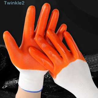 Twinkle ถุงมือ PVC ป้องกันแรงงาน เพื่อความปลอดภัย สีส้ม สําหรับซ่อมแซม 1 2 3 4 5 คู่