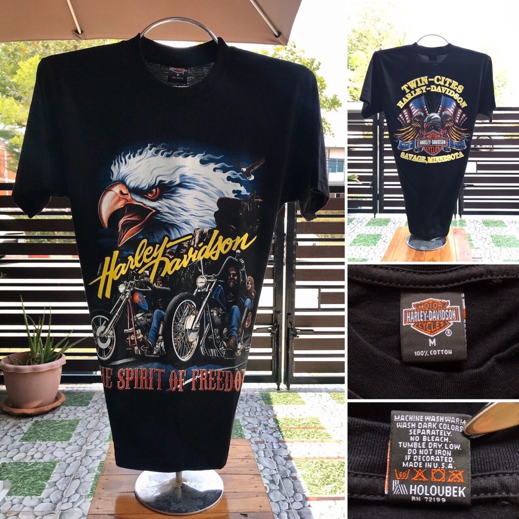 พิมพ์ลาย เสื้อยืดฮาเลย์ Harley-Davidson Reproduction (SML) ป้าย USA ผ้าCotton100 ใสสบาย
