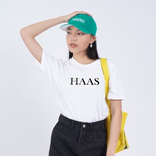 haas เสื้อยืดแขนสั้น unisex ผู้ชาย ผู้หญิง เทคนิคพิเศษ ลายสกรีนกำมะหยี่ SBSK2655