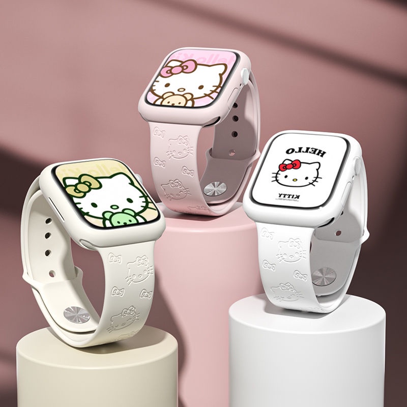 Anime Sanrios Hello Kittys Kuromi Strap For Apple Watch band 44mm 45mm 41mm 40mm 49mm 42mm 38mm 2013NEW Silicone Sport b