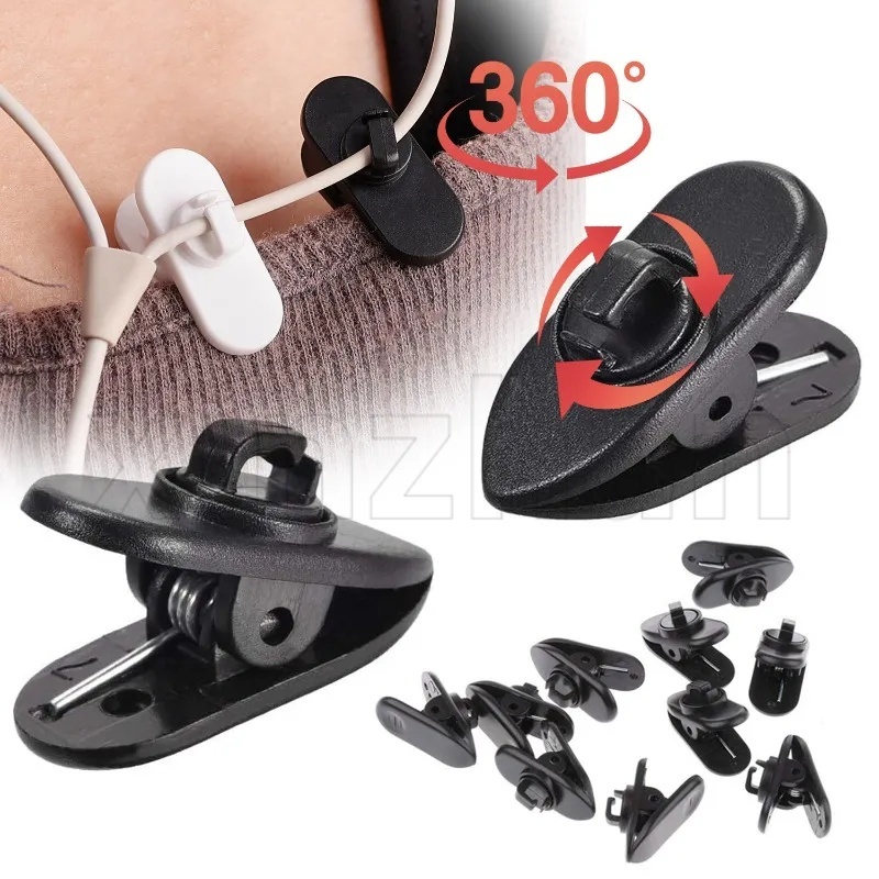 คลิปหนีบปกเสื้อ หมุนได้ 360 องศา / คลิปหนีบปกเสื้อ ป้องกันการหล่น / คลิปหนีบสายหูฟัง สายเคเบิลข้อมูล คลิปหนีบเสื้อผ้า / คลิปหนีบสายหูฟัง แบบสากล คลิปขนาดเล็กคงที่