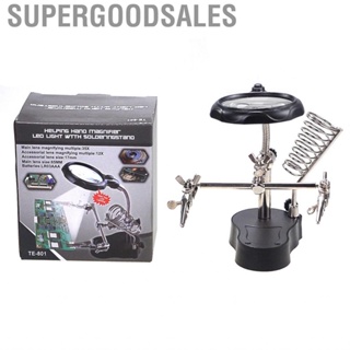 Supergoodsales Helping Hands Magnifying Glass  High Definition  Lamp Magnifier Stainless Steel Frame for Welding and