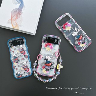 เคสโทรศัพท์มือถือ TPU แบบใส ลายกระต่าย สําหรับ Samsung Galaxy Z Flip 5 4 3 5G