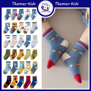 [THOMAS Kids] ถุงเท้ากีฬา ผ้าฝ้ายแท้ แบบนิ่ม แฟชั่นฤดูใบไม้ร่วง และฤดูหนาว สําหรับเด็กผู้ชาย และเด็กผู้หญิง อายุ 1-12 ปี 5 ชิ้น