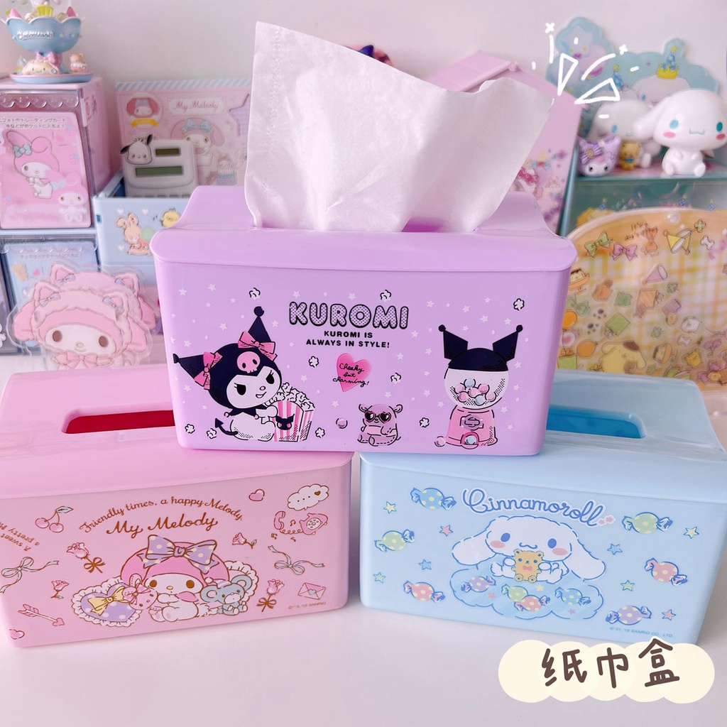 กล่องกระดาษทิชชู่พลาสติก ลายการ์ตูน Cinnamon Dog Kuromi น่ารัก แบบสร้างสรรค์ สําหรับห้องนอน หอพัก