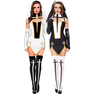 [0709]SZMRP- M-XL Popular Nun Decoration Womens Nun Costume Clothing Drama  Costumes  Role-playing  Fancy dress  Stage play  masquerade Halloween   MMA1