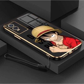 เคสซิลิโคนนิ่ม ลายการ์ตูนลูฟี่วันพีช พร้อมสายคล้อง หรูหรา สําหรับ Vivo Y76S Vivo Y74S