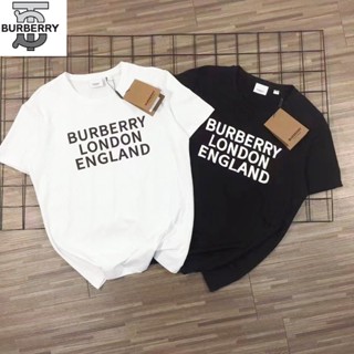 Burberry เสื้อยืดลําลอง ผ้าฝ้ายแท้ 100% แขนสั้น พิมพ์ลาย ระบายอากาศ ใส่สบาย แฟชั่นสําหรับผู้ชาย