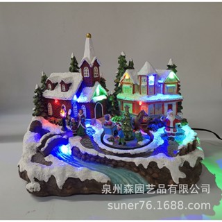 ซานตาคลอส ของขวัญ งานฝีมือเรซิน เรืองแสง ฉากหิมะ เครื่องประดับไฟ LED ตกแต่งเพลงไฟฟ้า