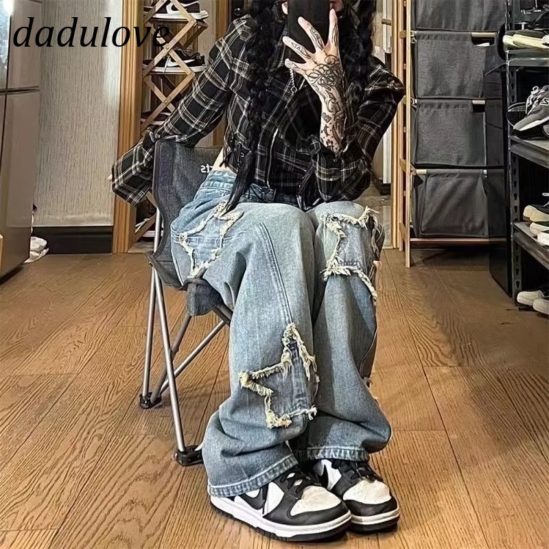 DaDulove 2023 New American Ins High Street Retro Jeans Niche High Waist Loose Wide Leg Pants plus Size Trousers