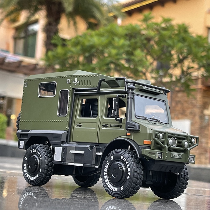 1/28 UNIMOG U4000 Motorhome Alloy Cross-country Touring Car Model Diecasts Toy Off-road Vehicles Car