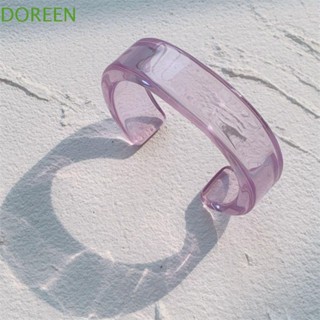 Doreen กําไลข้อมือ ผู้หญิง ที่มีสีสัน ย้อนยุค โปร่งใส เรขาคณิต เปิด กําไลข้อมือ