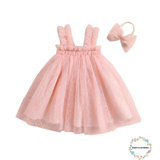 Babyclothes- ชุดเดรสแขนกุด ปักลายลูกไม้ ดอกไม้ สไตล์เจ้าหญิง พร้อมที่คาดผม แฟชั่นฤดูร้อน สําหรับเด็กผู้หญิง