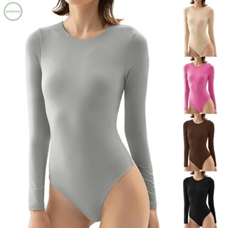 GORGEOUS~Women Slim Fit Bodysuit Jumpsuit Long Sleeve Sexy Slim Fit Tops Crew Neck