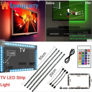 Lumiparty แถบไฟแบ็คไลท์ Led Rgb 5v Usb กันน้ํา ยืดหยุ่น พร้อมรีโมตคอนโทรล สําหรับบ้าน 4 ชิ้น