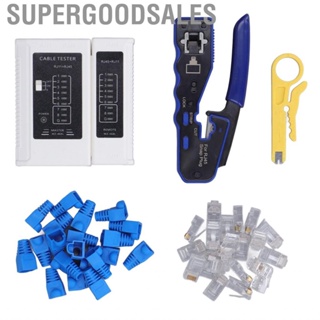 Supergoodsales RJ45 Crimp Tool Kit  Stripping Lightweight Ethernet Crimper Professional Labor Saving with Tester for Cat5e Cat6 Cat6a 8P8C Modular Connector