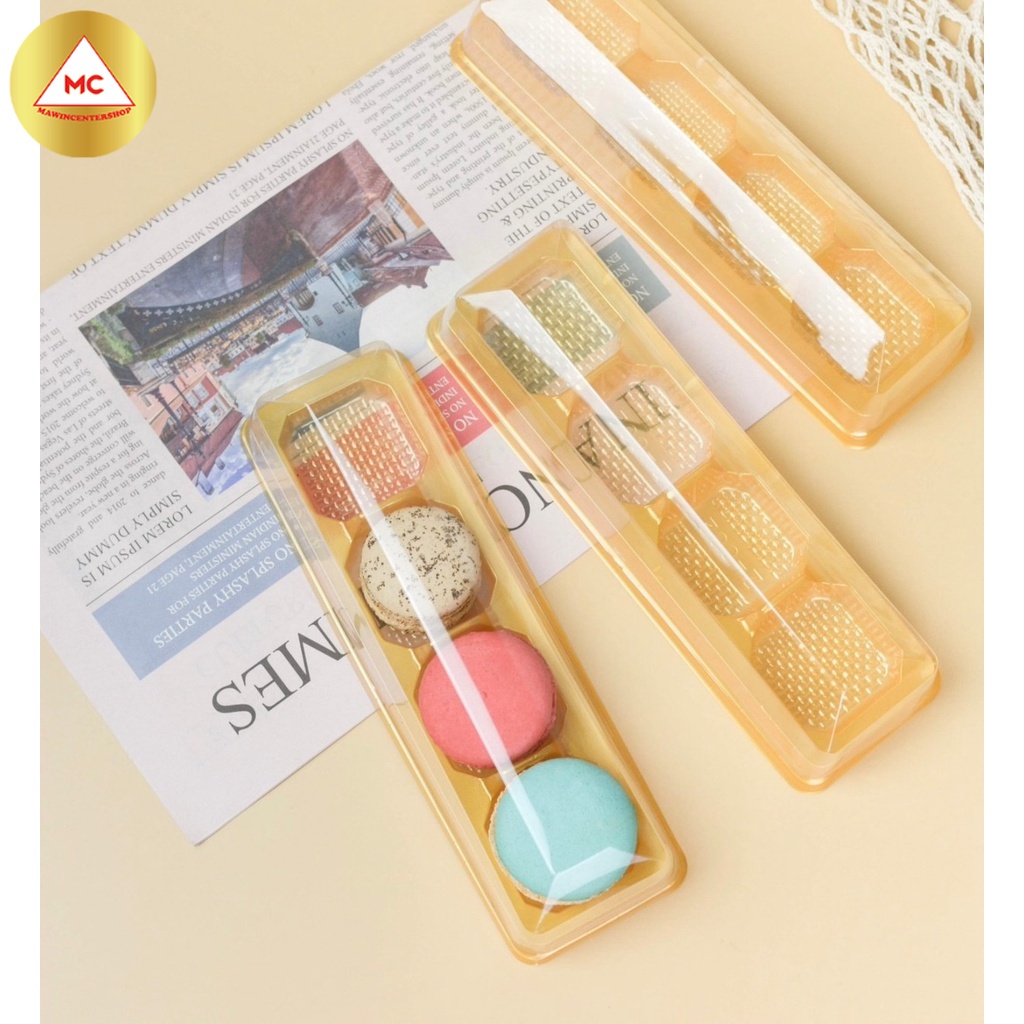 MAWINCENTER HISO4 ช่องฐานเหลือง อมส้ม กล่องเปี๊ยะฐานทอง ใส่เค้กชิ้น เค้กวุ้น เหมาะกับขนมทุกเทศกาล