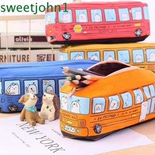 Sweetjohn กระเป๋าดินสอ ลายการ์ตูนสัตว์ รถบัส คุณภาพสูง สําหรับโรงเรียน