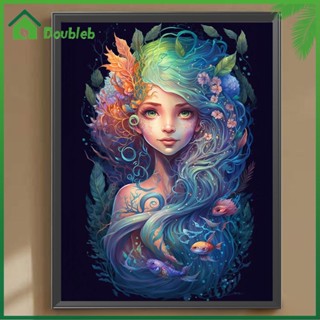 【Doub X ✮】ภาพวาดปักเพชร ทรงกลม ลายปลา ดอกไม้ 5D DIY สําหรับตกแต่งบ้าน ✮