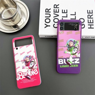 เคสโทรศัพท์มือถือแบบแข็ง ฝาพับ ลายการ์ตูนบาร์บี้ Buzz LightYear สําหรับ Samsung Galaxy Z Flip 5 4 3 5G Z Flip3 Flip4 Flip5