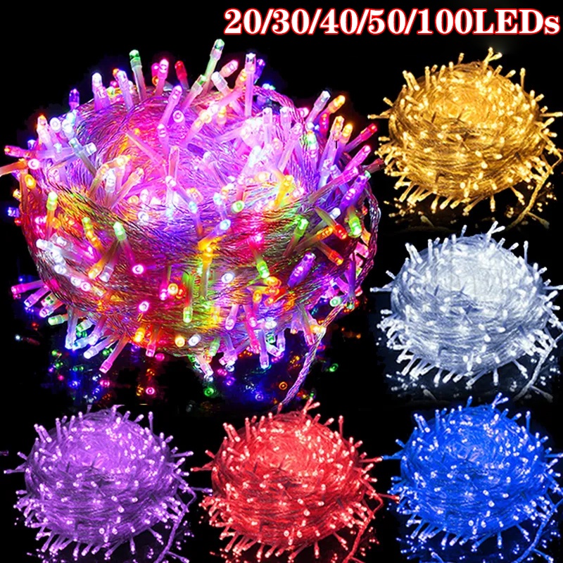 สายไฟหิ่งห้อย LED 1 2 3 10 เมตร ใช้แบตเตอรี่ กันน้ํา IP65 สําหรับตกแต่งต้นคริสต์มาส งานแต่งงาน ปาร์ตี้ กลางแจ้ง