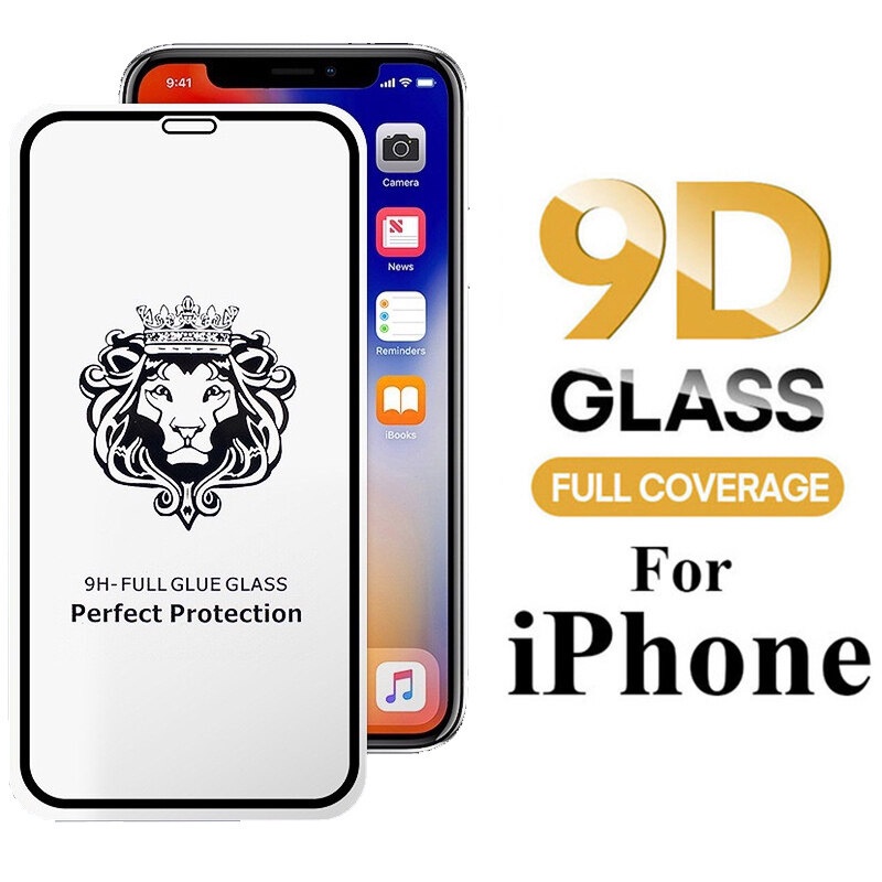 ฟิล์มกระจก9Hเต็มกาว หัวสิงโตใช้สำหรับ For iPhone 16 11 13 14 15 Pro Max XR 7 8 Plus X XS Max 12 Pro Max 14 plus 13 MINI - รูปที่ 2