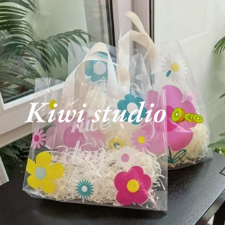 Kiwistudio 【แพ็คละ 50 ชิ้น】ถุงช้อปปิ้ง พลาสติกใส ลายดอกไม้ สไตล์ HyunA สําหรับใส่เสื้อผ้า ของขวัญ 1HCYK222