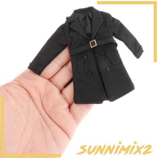 [Sunnimix2] เสื้อโค้ทยาว พร้อมเข็มขัด กระดุมคู่ สเกล 1:12 สําหรับตุ๊กตา ฟิกเกอร์ทหาร 1/12