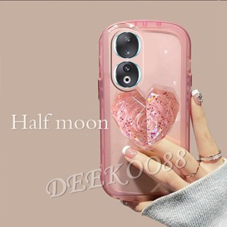 พร้อมส่ง ใหม่ เคสโทรศัพท์มือถือ TPU นิ่ม กันตก ป้องกัน ปิดด้านหลัง ลายหัวใจ พร้อมขาตั้ง สําหรับ Honor 90 Lite Pro 5G 90 90Lite 90Lite