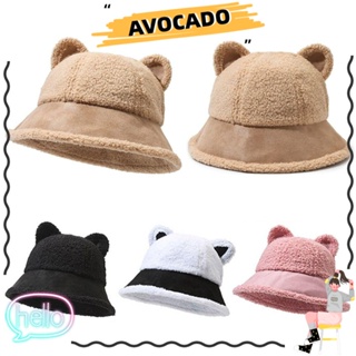 Avocarr หมวกบักเก็ต ผ้ากํามะหยี่ขนนิ่ม ป้องกันหู ให้ความอบอุ่น แฟชั่นสําหรับผู้หญิง