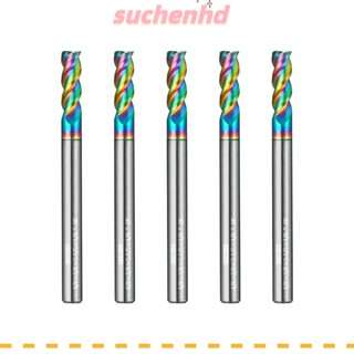 Suchenhd ดอกกัดมิลลิ่ง เหล็กคาร์ไบด์ 1/8 3 ฟลุต อลูมิเนียมอัลลอย ทองแดง แมกนีเซียม 5 ชิ้น