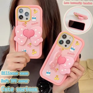 3D เปลือกการ์ตูนน่ารัก For iPhone 14 Pro MAX 13 Pro MAX 12 Pro MAX 14Pro 12Pro 13Pro MAX 11 เปลือกโทรศัพท์ 3D Cartoon Beautiful love Bowk Silicone TPU Soft cover เปลือกกันกระแทก ฝาครอบป้องกัน