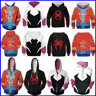 Gp1 เสื้อกันหนาว มีฮู้ด ลาย Spider-Man Across the Spider-Verse Miles Morales Gwen Stacy PG1 สําหรับแต่งคอสเพลย์ฮาโลวีน