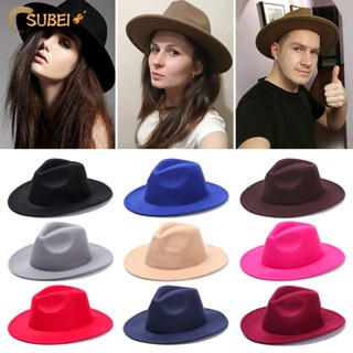 Sukaa Fedora หมวกผ้าขนสัตว์ สไตล์วินเทจ สําหรับผู้หญิง ผู้ชาย ใส่เต้นรํา ปาร์ตี้คาวบอย