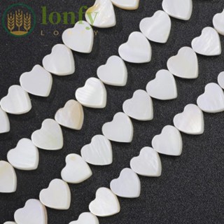 Lonfy ลูกปัดไข่มุกธรรมชาติ รูปหัวใจ 0.24 นิ้ว เปลือกหอยธรรมชาติ 6 มม. สีขาว สําหรับทําสร้อยข้อมือ 2 เส้น 125 ชิ้น