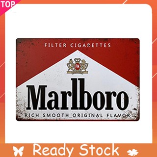 ภาพวาดเหล็ก ทรงสี่เหลี่ยมผืนผ้า ลาย Marlboro สไตล์วินเทจ สําหรับตกแต่งผนังบ้าน