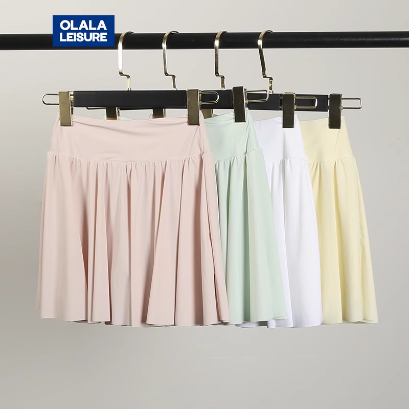 OLALA LEISURE กระโปรงสั้น เอวสูง แต่งจับจีบ แบบแห้งเร็ว เหมาะกับใส่เล่นกีฬากอล์ฟ สําหรับผู้หญิง