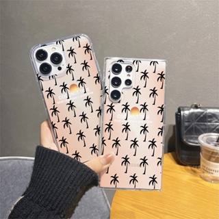 เคสโทรศัพท์มือถือแบบนิ่ม TPU ใส ลายต้นมะพร้าว สําหรับ VIVO Y36 Y22 Y22S Y35 V27 V27E V25 V25E Pro V23E V21E 4G Y73 Y16 Y02S Y02 Y21S Y33S Y15S Y76S Y50 Y30 Y51 Y31 Y53S